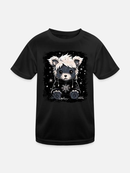 Cute Emo Teddy Bear - Kids Functional T-Shirt - black - Front