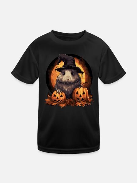 Halloween Guinea Pig - Kids Functional T-Shirt - black - Front