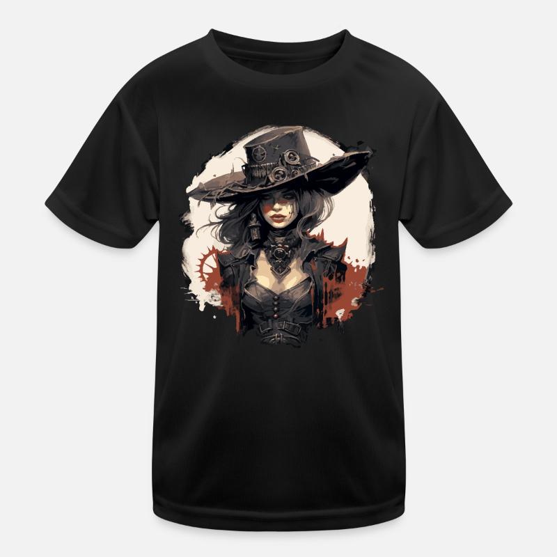 Emo Cowboy Steampunk Fille T-shirt sport Enfant