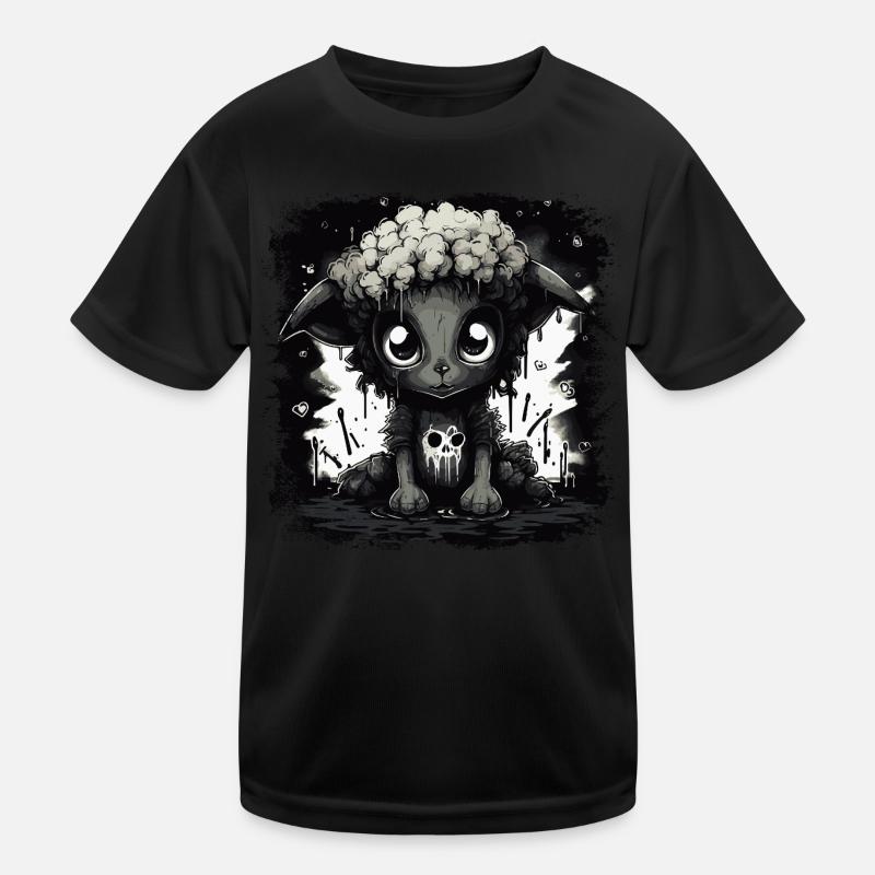 Cute Black Gothic Sheep Kids Functional T-Shirt
