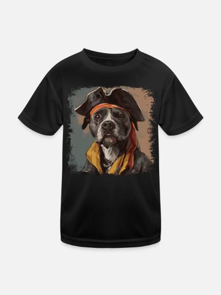 American Staffordshire Pirate - Kids Functional T-Shirt - black - Front