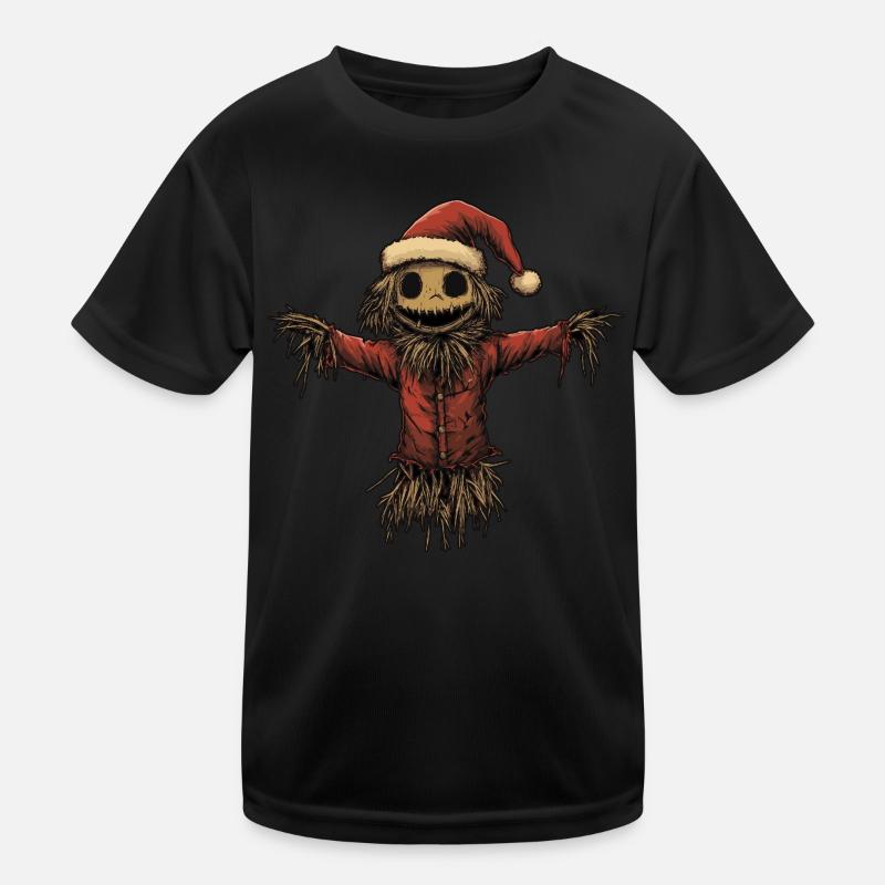 Funny Christmas Scarecrow Kids Functional T-Shirt