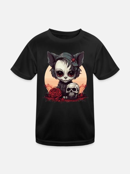 Cute Emo Gothic Kitten - Kids Functional T-Shirt - black - Front