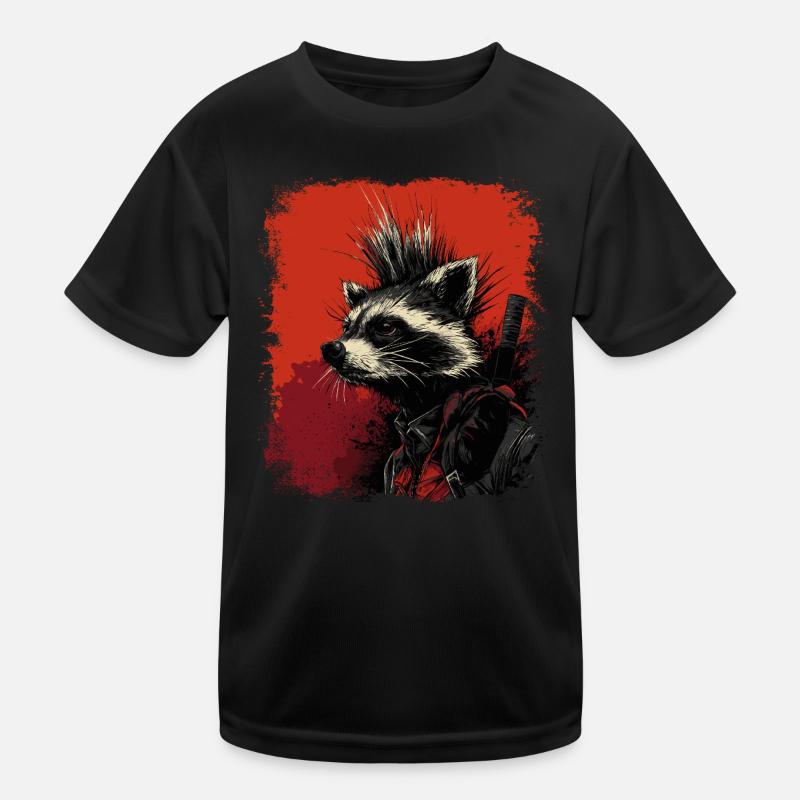 Raccoon Ninja Punk Kids Functional T-Shirt