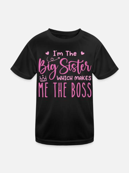Ich bin die große Schwester - Kinder Funktions-T-Shirt - Schwarz - Vorne
