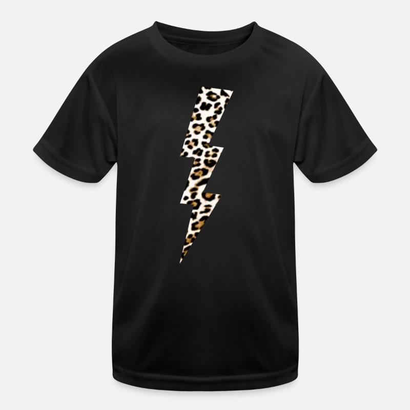 Leoparden Blitz - Kinder Funktions-T-Shirt - Schwarz