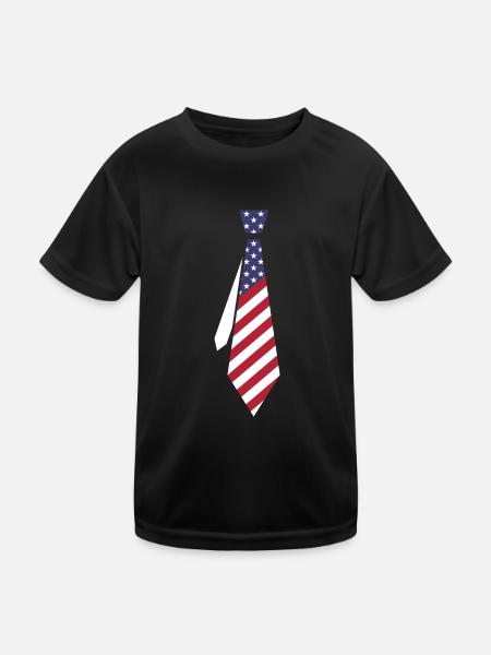 Krawatte USA - Kinder Funktions-T-Shirt - Schwarz - Vorne