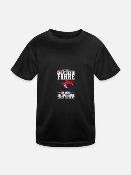 Kroate Kroatisch Kroatien - Kinder Funktions-T-Shirt - Schwarz - Vorne