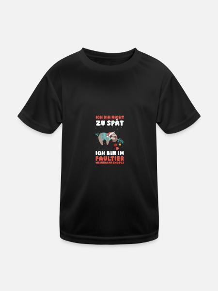 Santa Claus Christmas Party Sloth - Kids Functional T-Shirt - black - Front
