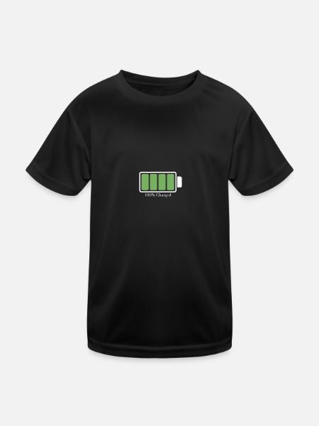Charged battery - Kids Functional T-Shirt - black - Front