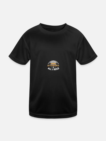 Harmonica player - Kids Functional T-Shirt - black - Front