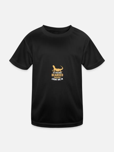 Bartagame - Kinder Funktions-T-Shirt - Schwarz - Vorne
