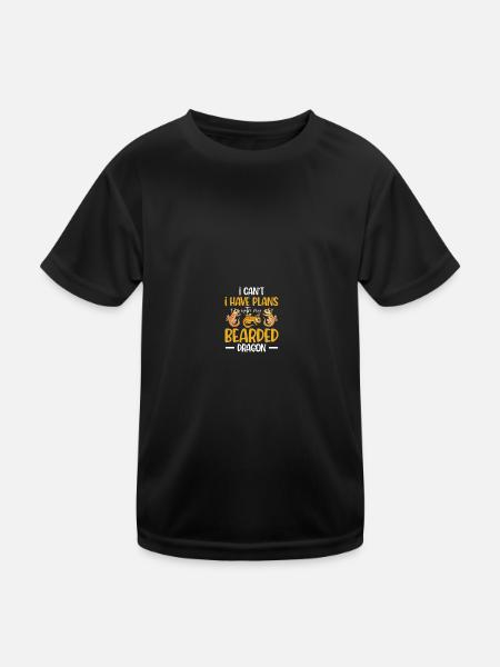 Bartagame - Kinder Funktions-T-Shirt - Schwarz - Vorne