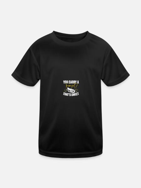 Deep brass marching baritone euphonium - Kids Functional T-Shirt - black - Front