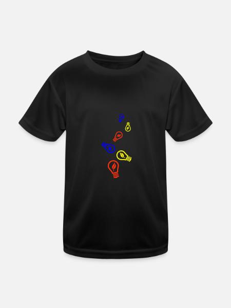 Glühbirne Symbol - Kinder Funktions-T-Shirt - Schwarz