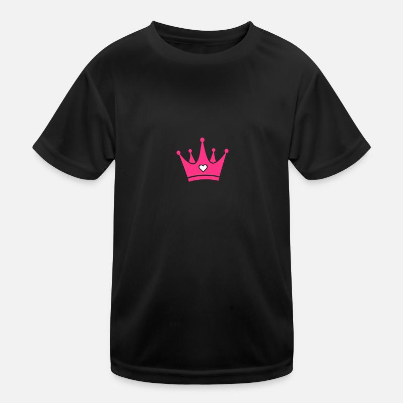 Krone mit Herz-Diamant - Kinder Funktions-T-Shirt - Schwarz