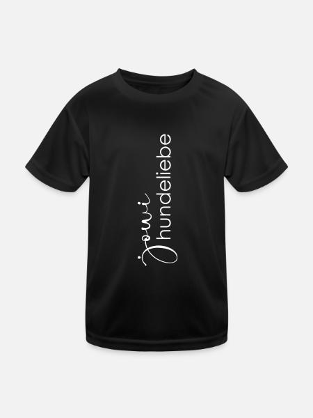 jowiehunde_liebe - Logo vertikal in weiß - Kinder Funktions-T-Shirt - Schwarz - Vorne