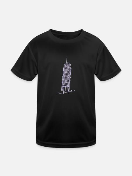 Schiefe Turm von Pisa / Leaning Tower of Pisa (1c) - Kinder Funktions-T-Shirt - Schwarz - Vorne