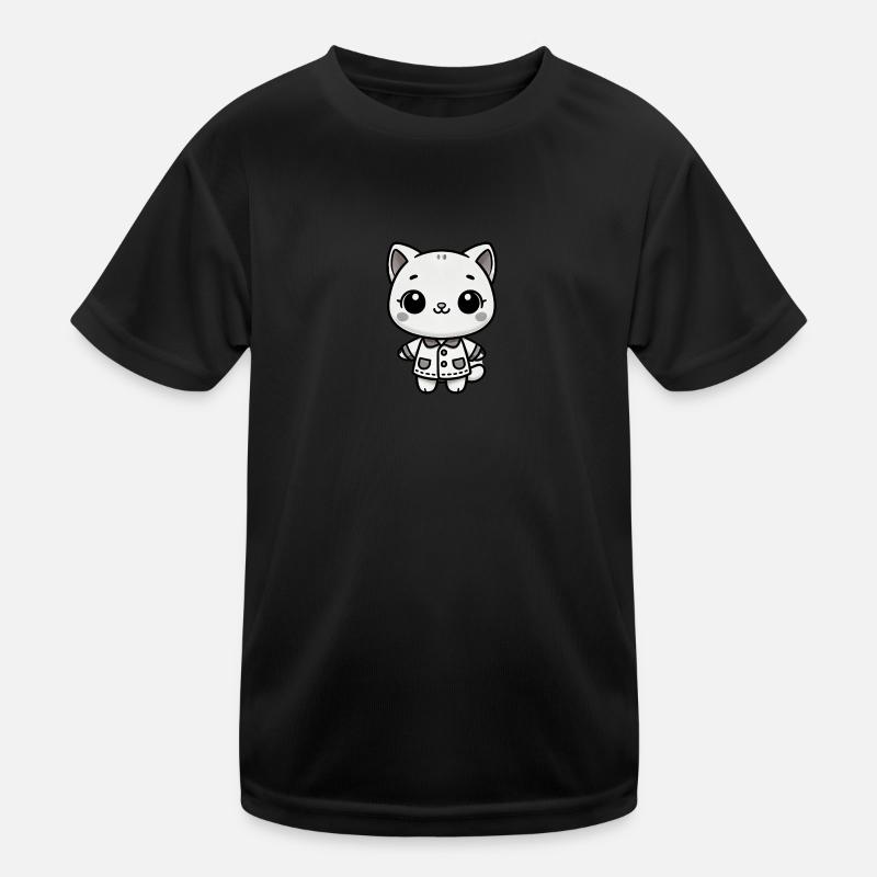 Adorable Kitty - Dressed to Charm - Kinder Funktions-T-Shirt - Schwarz
