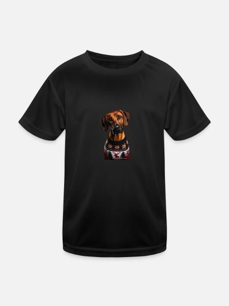 Rhodesian Ridgeback Weihnachten - Kinder Funktions-T-Shirt - Schwarz - Vorne