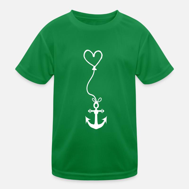 Anchor with heart on rope - wind force north west Kids Functional T-Shirt