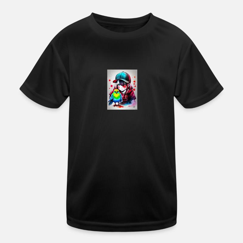 Farbe Papageienmädchen Kinder Funktions-T-Shirt