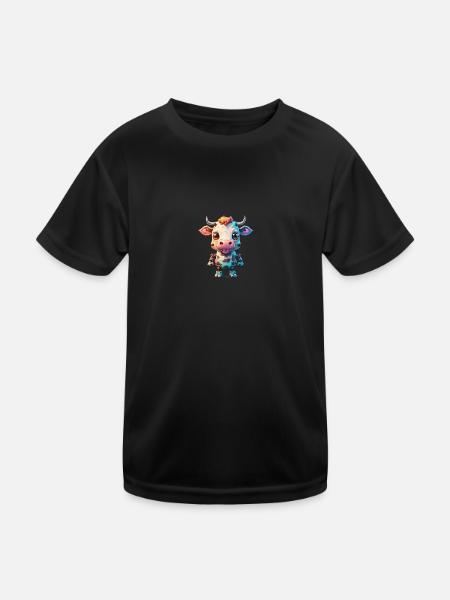 Robot Cow - Kids Functional T-Shirt - black