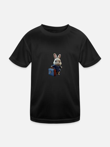 Business Rabbit - Kinder Funktions-T-Shirt - Schwarz - Vorne