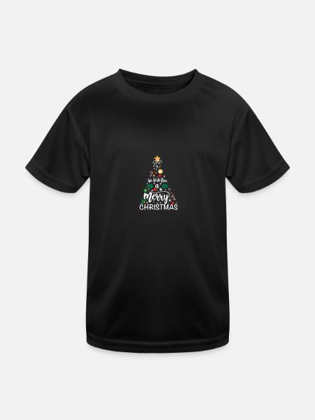 Unisex Wir wünschen Ihnen frohe Weihnachten - Kinder Funktions-T-Shirt - Schwarz - Vorne