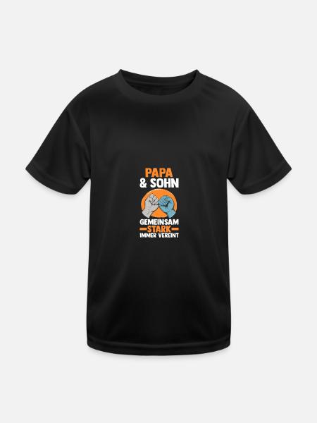 Dad and son - Kids Functional T-Shirt - black - Front
