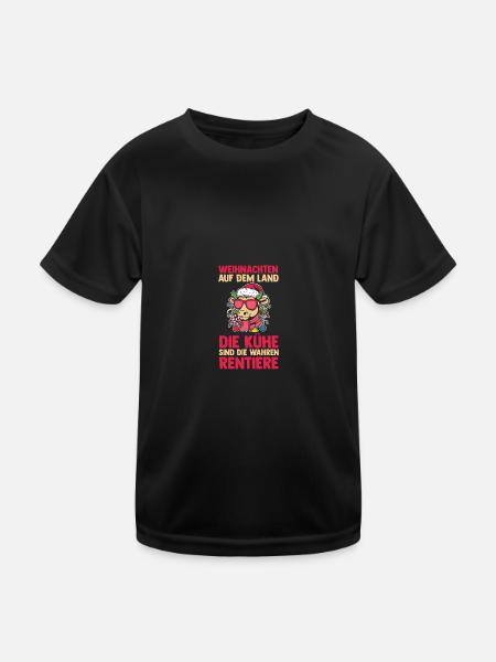 Santa Claus Tractor Christmas Party Farmer Landwi - Kids Functional T-Shirt - black - Front