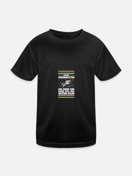 Weihnachtsmann Weihnachten Reiten Reiterin Pferde - Kinder Funktions-T-Shirt - Schwarz - Vorne