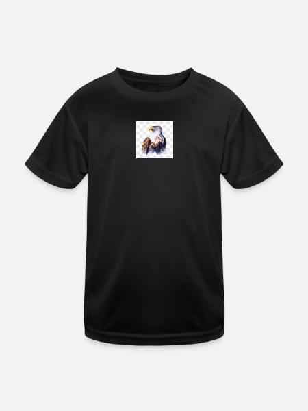 Portrait de tête d’aigle à l’aquarelle - T-shirt sport Enfant - noir - Devant