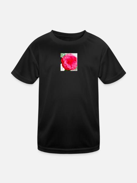 Intensive Pink Camellia - Kinder Funktions-T-Shirt - Schwarz - Vorne
