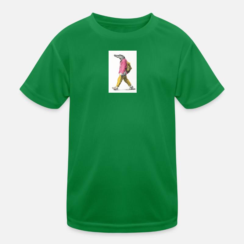 Alligator im Straßenstil mit Rucksack Kinder Funktions-T-Shirt
