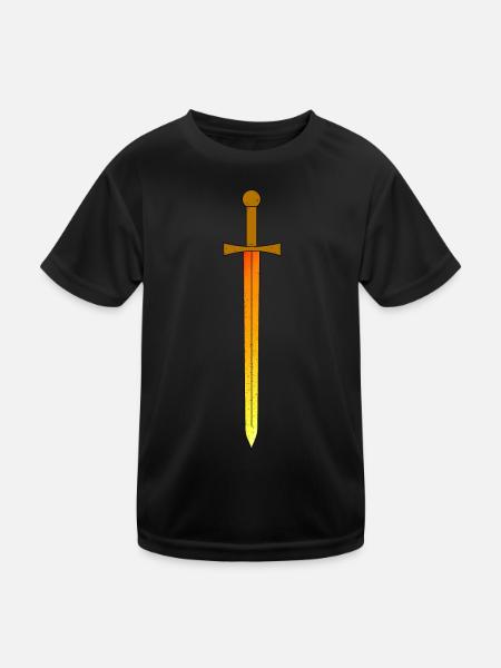 Excalibur - Schwert - Magisch / Mythos - Kinder Funktions-T-Shirt - Schwarz - Vorne