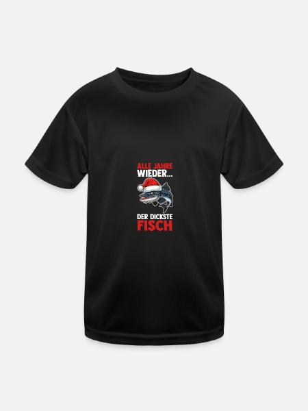 Weihnachtsmann Angeln Weihnachtsfest Weihnachten - Kinder Funktions-T-Shirt - Schwarz - Vorne