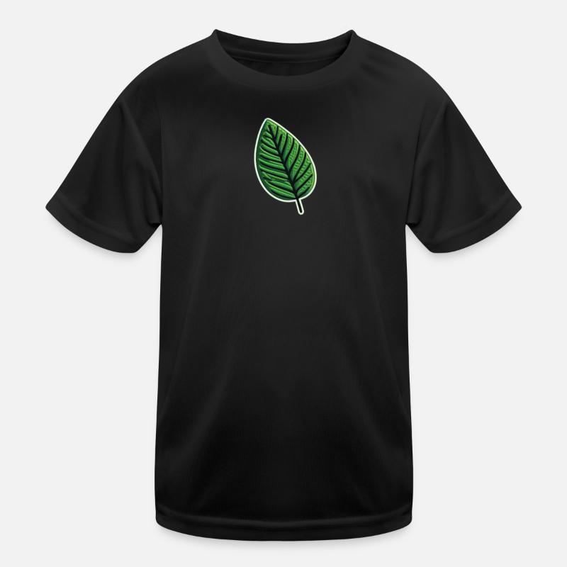 Grünes Blatt Patch - Kinder Funktions-T-Shirt - Schwarz