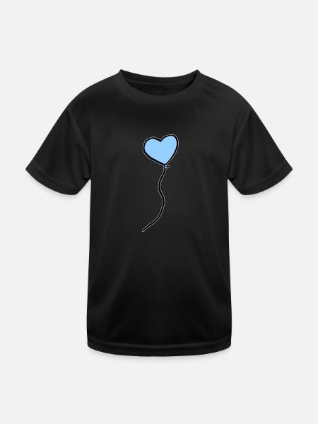 Blauer Herz Luftballon Baby Geschenkidee - Kinder Funktions-T-Shirt - Schwarz