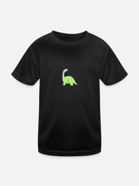 Saurier-Kinder-Motiv, Langhalssaurier - Kids Functional T-Shirt - black - Front