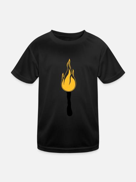 nachtwanderung fackel licht hell feuer flamme heis - Kinder Funktions-T-Shirt - Schwarz - Vorne