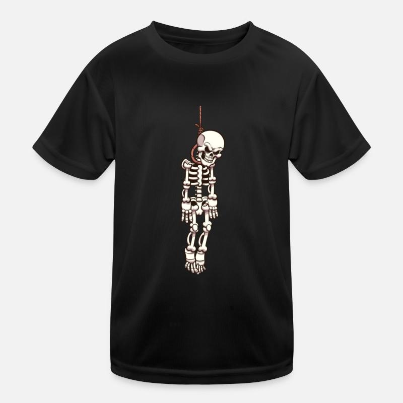 Skeleton Hanging On Gallows Kids Functional T-Shirt