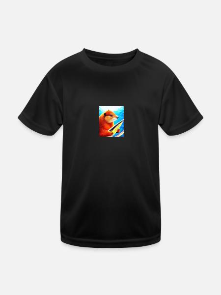 Biber Surfer - Kinder Funktions-T-Shirt - Schwarz