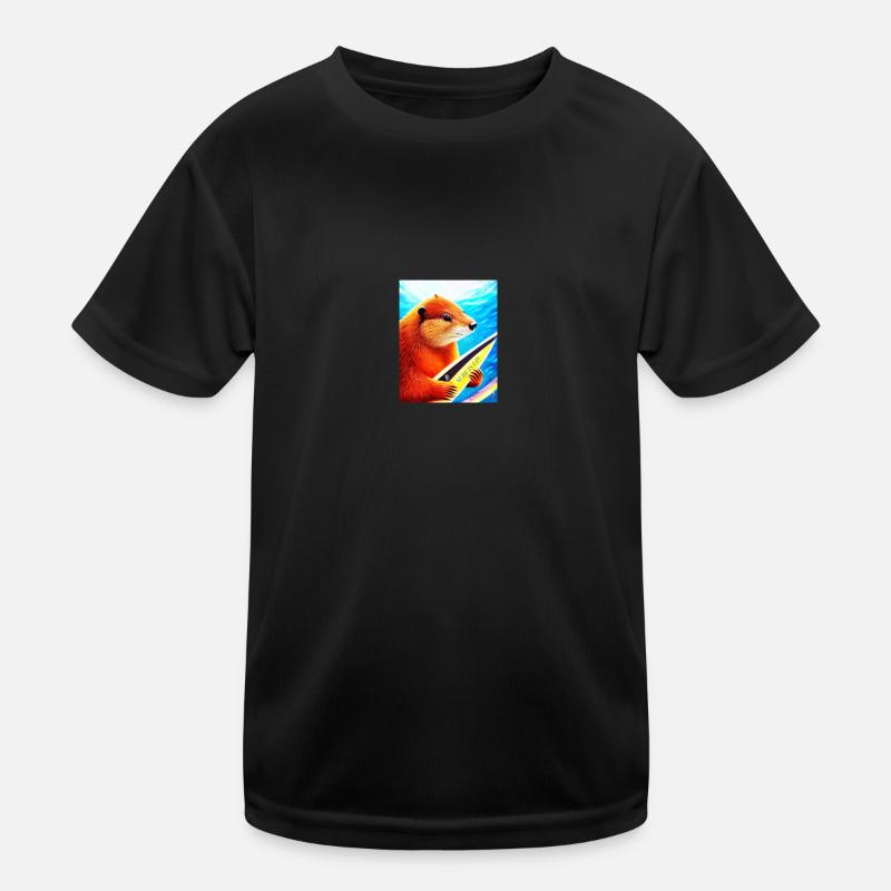 Biber Surfer - Kinder Funktions-T-Shirt - Schwarz