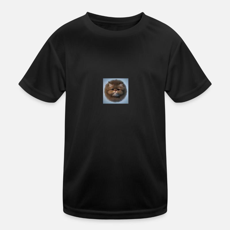 fluffy cat - Kinder Funktions-T-Shirt - Schwarz