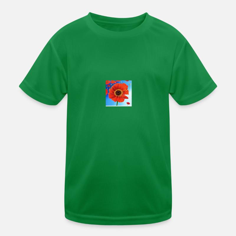 Red poppy Kids Functional T-Shirt