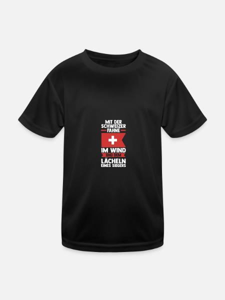 Swiss Switzerland - Kids Functional T-Shirt - black - Front