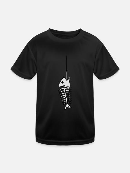 Fishbone On The Hook - Kids Functional T-Shirt - black - Front