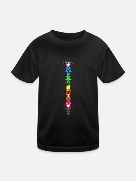 Fractal Art - Chakras - Energy Centers - Kids Functional T-Shirt - black - Front