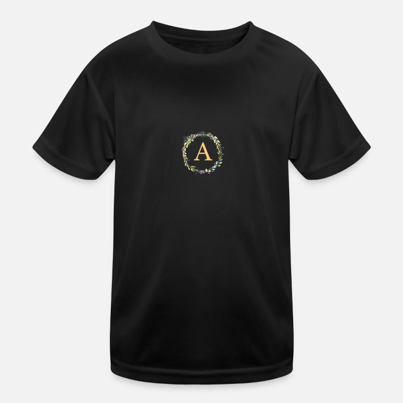 A Monogram Eucalyptus Wreath - Kids Functional T-Shirt - black
